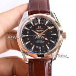 Swiss Replica Omega Seamaster Aqua Terra GMT Two tone Rose Gold Brown Dial 8605 Watch